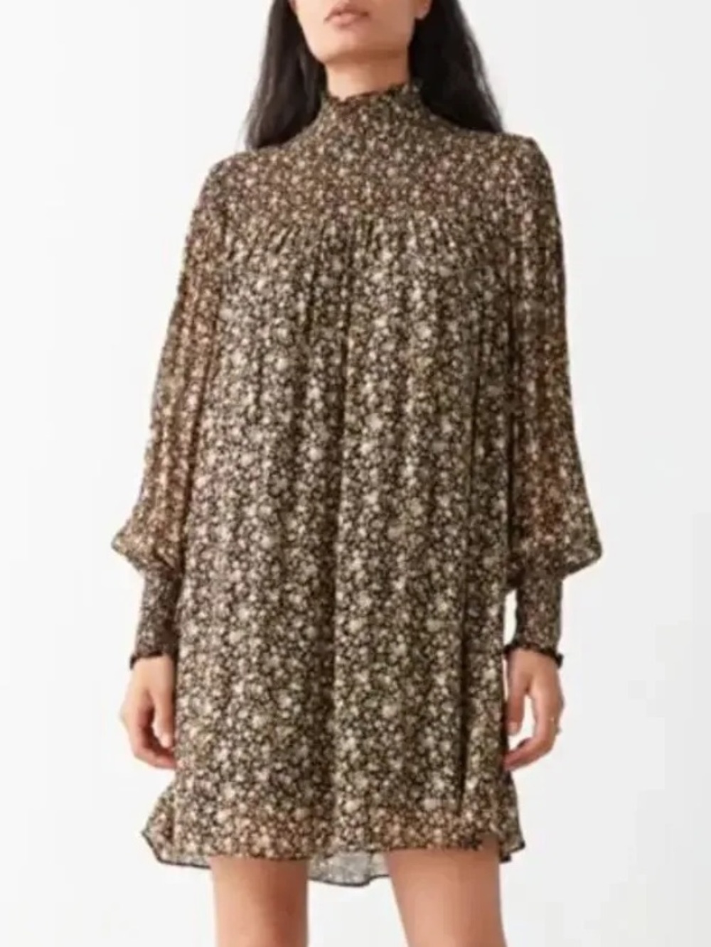 & Other Stories Black and Cream Floral Dress